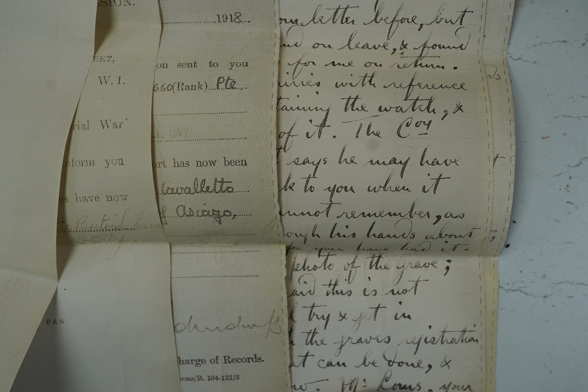 A First World War medal trio awarded to Pte. J. Ball Oxf. & Bucks. L.I., together with an oak mantle clock inset with a memorial plaque awarded to George John Ball, plus related paperwork. Condition - fair to good